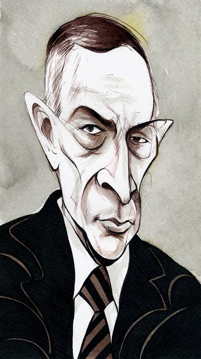 Sergei Rachmaninov - Karikatur des russischen Komponisten von Neale Osborne